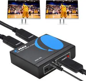 HDMI Splitter 1 in 2 out - Ultra HD 4K @ 30Hz HDCP 3D & Full HD 1080P Support for Xbox PS4 Blu-ray HDTV - Adapter Included