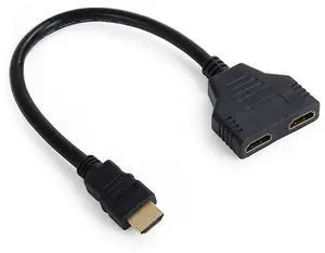 HDMI 1 in 2 Out Splitter - Male to Dual Female Adapter Cable for PC HDTV Laptop - 1080P