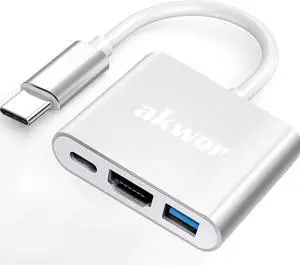 3 in 1 USB C to HDMI Adapter Multiport 4K Digital AV Adapter USB C Hub with USB 3.0 OTG PD 100W Compatible for Thunderbort 4/3 MacBook iPad Air/Pro to HDTV Projector Monitor