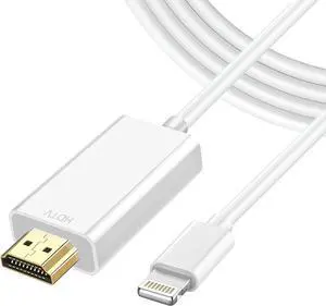 Lightning to HDMI Adapter for iPhone to TV [ MFi Certified] HDMI to Lightning Cable 1080P HD Digital AV Adapter Sync Video&Sound for iPhone 14 13 12 11 X SE 8 7 6 HDTV/Projector - 6.6FT