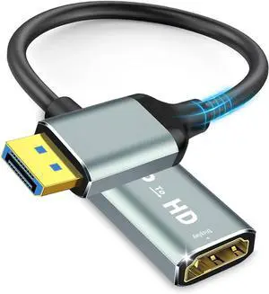 4K Display Port to HDMI Adapter Uni-Directional Display Port Computer to HDMI Plug & Play Converter with Audio & Video Sync for HDTV/Monitor/Projector/PC Durable Gold-Plated Connectors