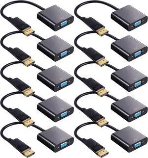 20 Pack HDMI to VGA Adapter Converter Bulk Gold Plated Black HDMI to VGA Cable Compatible with Raspberry Pi Computer Desktop Laptop Monitor HDTV Projector