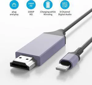 [ MFi Certified]  Lightning to HDMI Cable Adapter for iPhone 1080P Lightning to HDMI Digital AV Adapter HDTV Cord Compatible with iPhone 14 13 12 11 Pro Max XS XR X 8 to TV Projector Monitor