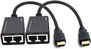 HDMI Extender Over Cat5e/6 (1pair) HDMI to RJ45 Network HDMI Repeater Support 1080p UP to 30m/ 98ft for HDTV HDPC PS4 STB