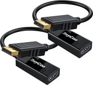 4K DisplayPort to HDMI Adapter Cable 2 Pack Display Port to HDMI Converter Cable Male to Female Port Compatible with PC Monitor Projector HDTV