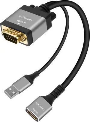 Active VGA to HDMI Adapter with USB Powered 1080P VGA Male (Source) to HDMI Female (Display) Cable Converter Connector Compatible with PC Computer Desktop Laptop Monitor HDTV Projector-0.6 Feet