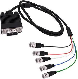 VGA to BNC Adapter Cable HD15 VGA to 5 BNC Male to Male RGBHV Coaxial Monitor Breakout Wire for HDTV PC Projector Large Screen Video Conversion Cable -1.5M