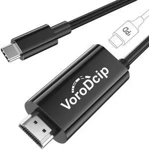 USB C HDMI Cable 6.6ft with Charging Port 4K@60Hz Type C to HDMI Cord with 140W PD Power Delivery for SteamDeck MacBook iPhone 16/15 Series Galaxy S23/S24/S25 Monitor HDTV