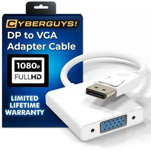 DisplayPort (DP) to VGA Cable Adapter  1080P DP Male to VGA Female Converter for Monitor Projector HDTV  Gold-Plated Secure-Latch Display Port Connector  1 Pack for Laptop PC Desktop