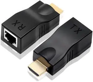 HDMI Extender Over Cat 5e/6 2-Port HDMI to RJ45 Ethernet Network Converter Supports 1080P up to 30m/98ft Ideal for HDTV Set Top Box DVD PS4 STB Projector Digital Monitor
