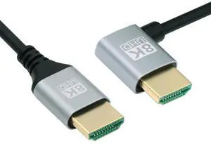 HDMI 2.1 Ultra Thin HDTV Cable 8K 4K Hyper Super Flexible Slim Cord Left Angled 90 Degree Type-A Male to Male for Computer HDTV 100CM