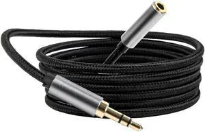 2-Pack 4.9ft/1.5m 3.5mm TRS Male to Female Headphone Extension Cable Aux Cord Extender Audio Jack Extender for Headphones iPhone iPad Smartphones Tablets Laptops Media Players - Black