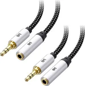 2-Pack Headphone Extension Cable - 10ft 3.5mm Extension Cable Aux Cord Extender Black