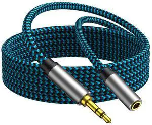 3.5mm Headphone Extension Cable 15FT AUX Extension Cable Nylon Braided Aux Cord Extender for Headset iPhone iPad Smartphones Tablets & More