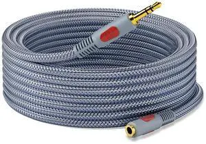 Headphone Extension Cable 50 ft Double Shielded 3.5mm Male to Female Extension Cable AUX Stereo Audio Extension Cord Braided 1/8 Long 3.5mm Extension Cord
