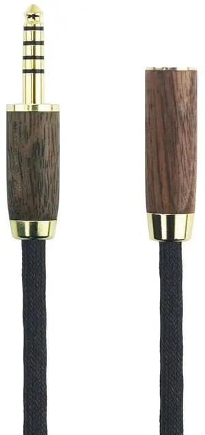 4.4mm Male to 4.4mm Female Balanced Headphone Audio Adapter Cable Extension Cord 6N OCC Copper Single Crystal Silver Plated Wire Walnut Wood Shell 1.6ft
