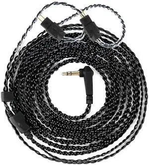 2 Meter 2 Pins in Ear Monitor Cable CCA CRA IEM Extension Headphone Cable Cords for EDX PRO/Castor/KZ ZS10 PRO/ZAR/ZAX/ZAS/AS16/ZSNPRO CCZ 4N OFC Silver-Plated Wire (Inky 2Pins 0.78mm 3.5mm Plug)