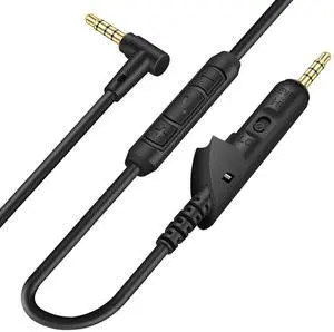 Replacement Audio Extension Cable Cord Wire only for  QuietComfort QC15 Headphones with in line Mic (Black)