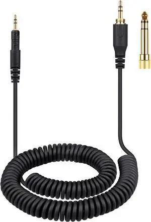 ATH-M50x Cable Coiled Aux Cord Replacement for Audio Technica M40x M70x Wired Headphones 2.5mm to 3.5mm(1/8) Extension Wire with 6.35mm(1/4) Adapter 14ft