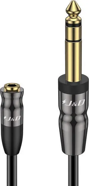 1/4 inch to 3.5mm Headphone Adapter Heavy Duty Copper Shell Connecter Joint 3.5mm 1/8 inch Female TRS to 6.35mm Male TRS Stereo Audio Extension Cable 3 Feet