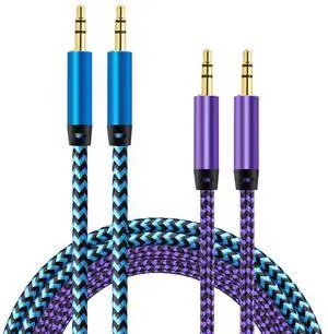AUX Cord for Car 2 Pack 3.5mm Auxiliary Audio Cable Braided Stereo AUX Chords Compatible Headphone Car iPhone iPod iPad  Galaxy HTC LG Google Pixel Tablet & More-5Feet/1.5M