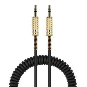 Aux Cord Coiled Headphone Cable Replacement for car Stereo Alexa Dot Speaker - 3.5mm TRS Male to Male Audio Cable 2ft to 8ft Long