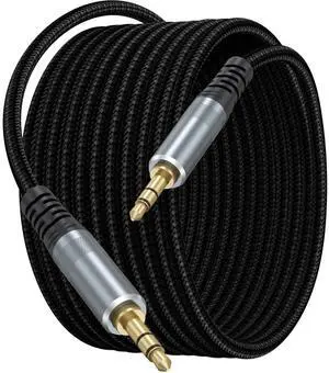 AUX Cable 15ft Long 3.5mm Audio Aux Cord Male to Male Braided OFC Core Stereo Auxiliary 1/8 Headphone Jack for Car Smartphone TV Switch Laptop (Black)