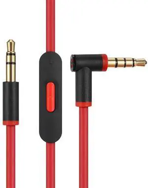 3.5mm Replacement Audio Cable for Beats Headphones - Compatible with Solo Pro/Studio/Executive/Mixr Detox & Pill - in-Line Mic & Volume Control (Black/Red)