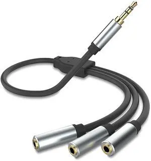 3.5mm Stereo Audio Splitter Cable Gold Plated 3.5mm (1/8) TRS 1 Male to 3 Female 3-Way Stereo Aux Splitter 1 Input 3 Output Stereo Audio Distributor Cable (3-Pole)