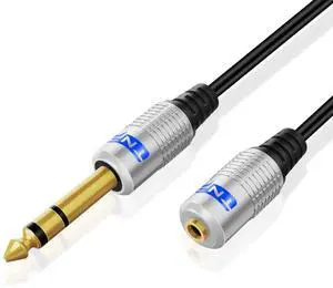 TNP Premium 6.35mm to 3.5mm Headphone Adapter Cable (3FT) - 1/4 Male to 1/8 Female Audio Cable with Gold Plated Connector - TRS Stereo Jack Cord Extension for Guitar Amplifier Speaker Piano
