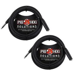 PHX14-10 1/4 TRSF to 1/4 TRSM Headphone Extension Cable 10 Feet (2-Pack)