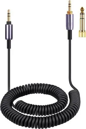 ATH-M50xBT Cable Coiled Aux Cord Replacement for Audio Technica ATH-M50xBT2 ATH-SR50BT Wireless Headphones 3.5mm(1/8) Extension Wire with 6.35mm(1/4) Adapter 14ft