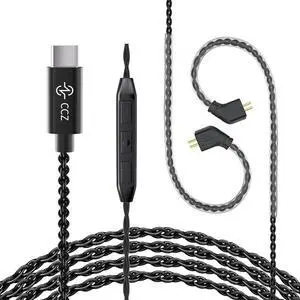 KBEAR KS1 IEM Cable Type-C USB C Earbuds Cable KBEAR CX01 OFC in Ear Monitor Headphone Extension Cords for CCZ DC01 Pro Melody DC02 DC03 MC02 KS2 Coffee Bean (TFZ-Pins with Mic Black 1.2m)