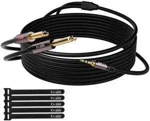 1/8 to Dual 1/4 Stereo Cable 25 Feet 3.5mm TRS to 2 x 6.35mm TS Mono Y Splitter Audio Cord Adapter Oxygen-Free Copper OD:5.0MM for PC Mixer Speaker Home Stereo System with 5 Cable Ties