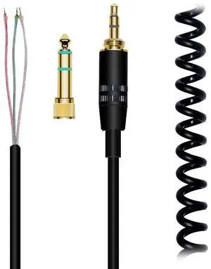 ATH-M50 Replacement Extension Cord Spring Relief Coiled Audio Cable Compatible with Sony MDR-7506 MDR-V6 MDR-V600 MDR-V700 MDR-V900 and Audio Technica ATH-M50 ATH-M50s Headphones (Black)