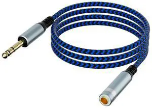 1/4 inch TRS Extension Cable 3ft 1/4 Male to Female Stereo Headphone Guitar Cable