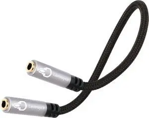 1/8 Inch 3.5mm TRRS Auxiliary Audio Mic Adapter Cable 0.6Feet 1/8 3.5mm 4-Pole TRRS Female to Female Stereo Headphone Microphone Jack Coupler Connector Aux Extension Cord for Headphones MP3 Players