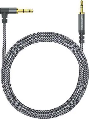 3.5mm to 2.5mm Aux Audio Cable (6.6FT) 90 Degree Right Cord Compatible with  700 QuietComfort QC45 QC35II QC35 QC25 Noise Cancelling Headphones JBL E45BT E55BT E65BTNC Bluetooth Earphone(Grey)