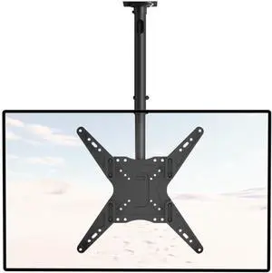 Ceiling TV Mount Adjustable Bracket Fits Most LED LCD OLED and Plasma Flat Screen Display 23 to 65 Inch up to 110 Lbs Mounting Holes 400x400mm (CM2365) Black