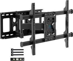 Full Motion TV Wall Mount for 37-75 Inch TVs up to 132 lbs TV Mount with Swivel Articulating Arm Wall Mount Bracket Fits 12/16 Wood Studs Tool-Free Tilt Max Vesa 600x400mm