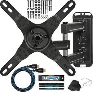 TV Monitor Wall Mount for 12-55 Inch TVs up to 40lbs VESA 200x200mm with 10ft HDMI Cable TouchAdjust- Simply Grab Adjust Release Full Motion Swivel Tilt Bracket Low Profile & Extends 15