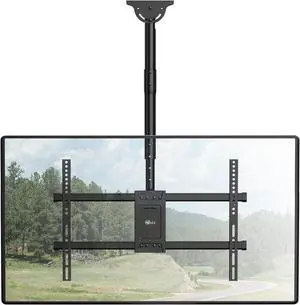 Ceiling TV Mount for Most 37 to 80 inch Flat Screen Display Hanging TV Mount Bracket with Swivel Tilt Fits LED LCD OLED 4K TVs up to 110lbs Max Mounting Holes 600x400mm (CM3770) Black