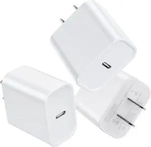 3 Pack USB C Charger Block Phone 17 16 Chargers Block 20W PD Power Adapter USB C Wall Charger Compatible with Phone 17/17Pro/17Pro Max/17Air/16/15/14/13 Xs/X Pad Galaxy and More White