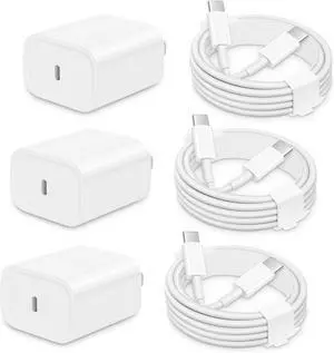 for i Phone 17 16 15 Charger Fast Charging 3 Pack USB C Charger Block i-Phone 16 17 Chargers 6 FT Type C Cable for iP17/17 Pro Max/17 Pro/16/16 Plus/16 Pro Max/15 Pro Max i Pad-White