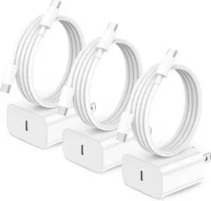 for iPhone16 Charger 3 Pack 20W USB-C Fast Wall Charger with 6ft C to C Cable for iPhone 16/16 Pro/16 Pro Max/16 Plus/15 Series/iPad Air/iPad Pro and More