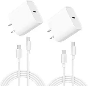 iPhone Charger 2 Pack 20W USB C Fast Wall Charger Block with 2 Pack 6 FT USB-C to C Cable for iPhone 17 16 15 Plus/Pro/Pro Max/iPad Pro/Air/Mini Galaxy AirPods Pro