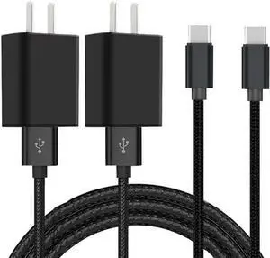 2 Pack Charger Replacement for Fire 7 Tablet Fire 7 Kids Tablet Fire 7 Kids Pro 7 Compatible with  S7 S8 Charger Block with Charging Cable & USB-C Adapter
