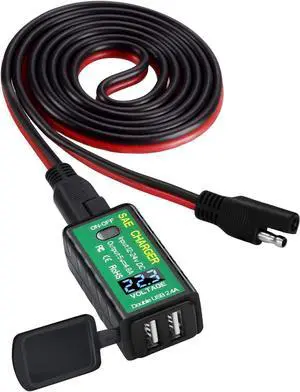 4.8A USB Charger Solar Panel Battery to USB Adapter with Voltmeter & ON/Off Switch Charger Phone Tablet GPS Camera 3 Install Options Waterproof
