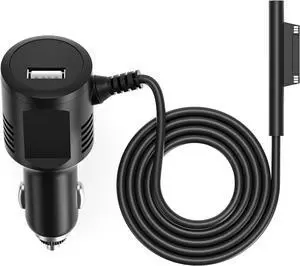 15V2.58A Surface Pro Car Charger with 5V2A USB Port Surface Car Adapter for  Surface Pro 3/Pro 4/Pro 5/Pro 6/ Pro 7/Pro X Tablet Surface Book Surface Go Surface Laptop Cell Phone 4.9FT