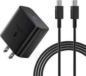 45W USB C Super Fast Charger PD PPS Wall Charger Block for  Galaxy S25 S24 S23 S22 Ultra Plus Z Fold Flip 6 Tab S9/S8 with 5ft Type C to C Cable